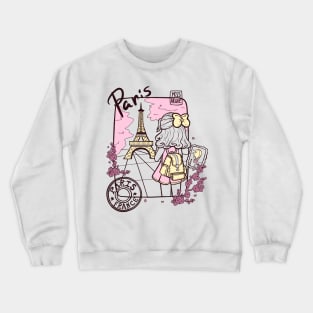 Paris France Travel - Yellow Pink Crewneck Sweatshirt